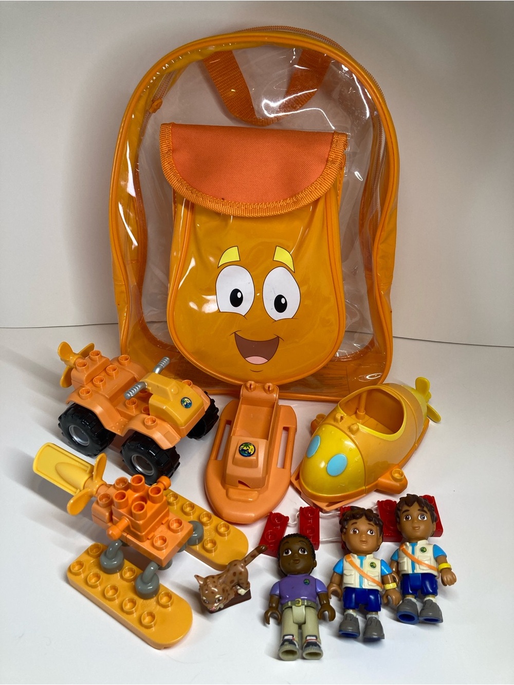 Mega Bloks Go Diego Go Mixed Lot Jaguar Orange Backpack Animal Rescue